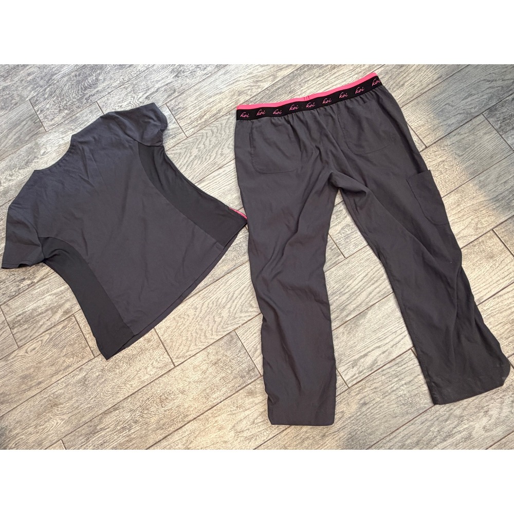 Koi Lite Scrub Set 2 pc XL Top Gray 720 XL Petite Pants Slim Fit Uniform Spirit - Picture 2 of 16